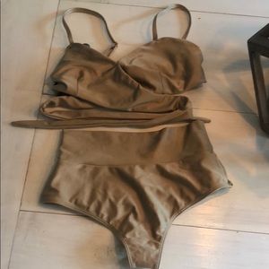 Montce swim- Wrap top/high waist bottom  sz LG